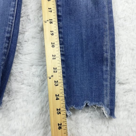 Flying Monkey Womens Jeans Skinny Blue Denim Ripped Raw Hem‎ Light Wash 25 - Picture 9 of 12